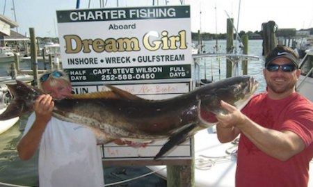 This 55-pound cobia was brought in aboard Dream Girl last week.